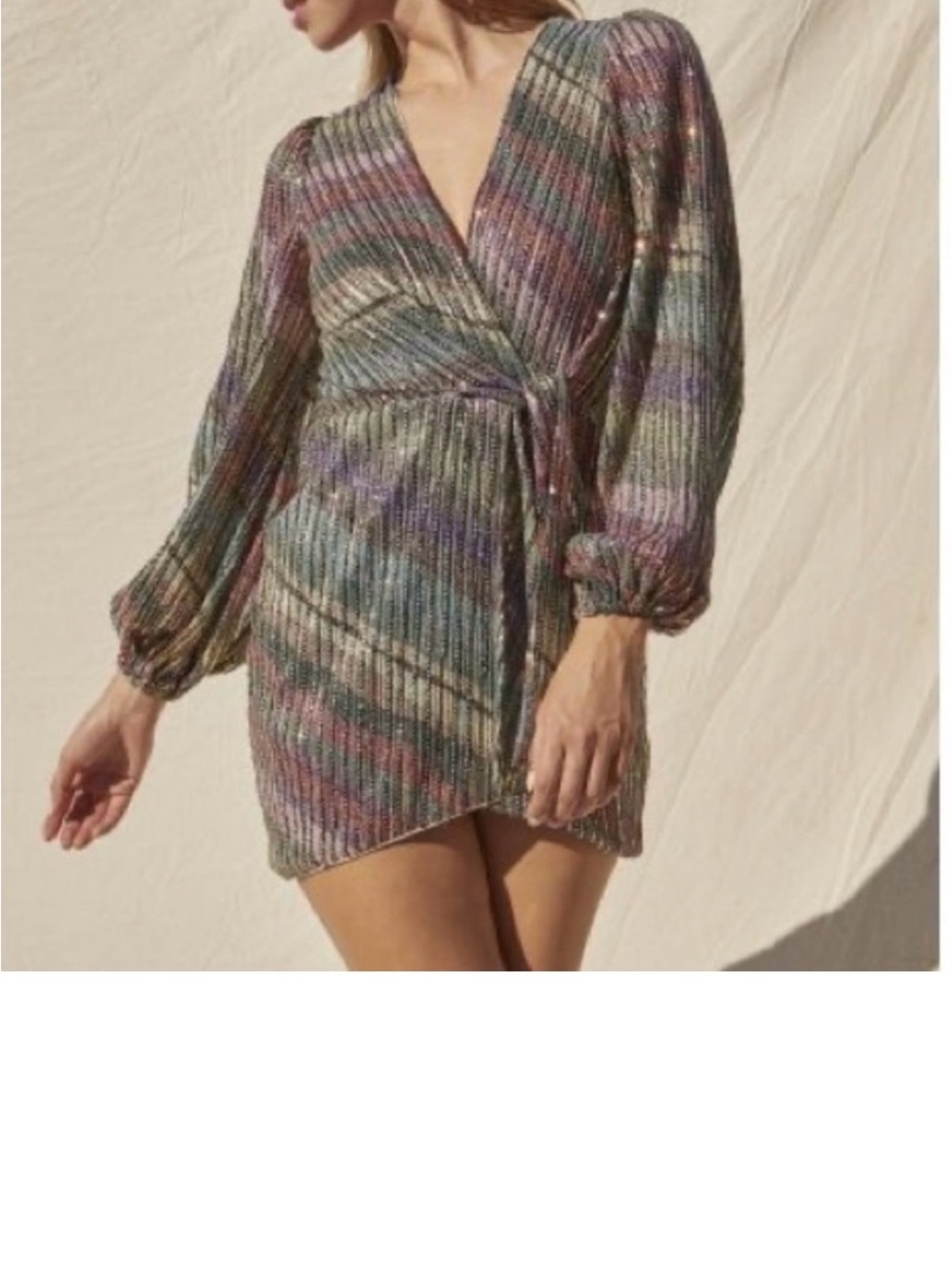 SAYLOR Debbie Pleated Mini Multicolor Sequin Dress